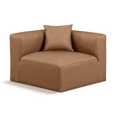 Cube Brown Vegan Leather Corner Chair