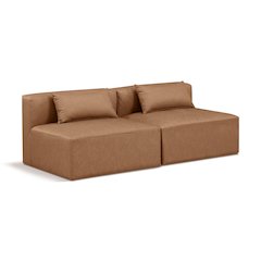 Cube Brown Vegan Leather Modular Sofa