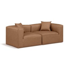 Cube Brown Vegan Leather Modular Sofa