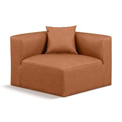 Cube Cognac Vegan Leather Corner Chair