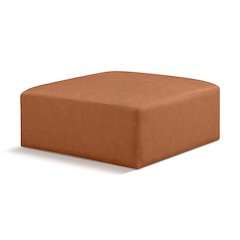 Cube Cognac Vegan Leather Ottoman