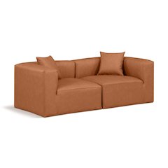 Cube Cognac Vegan Leather Modular Sofa