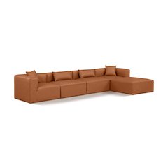 Cube Cognac Vegan Leather Modular Sectional