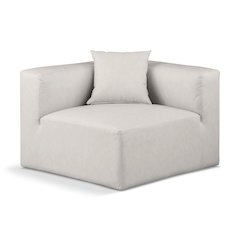Cube Cream Vegan Leather Corner Chair