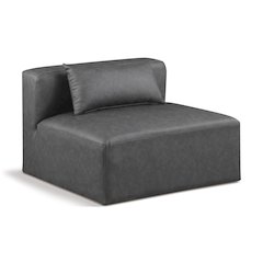 Cube Charcoal Grey Vegan Leather Armless Chair