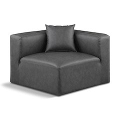 Cube Charcoal Grey Vegan Leather Corner Chair
