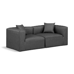 Cube Charcoal Grey Vegan Leather Modular Sofa