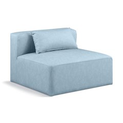 Cube Light Blue Vegan Leather Armless Chair