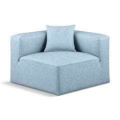 Cube Light Blue Vegan Leather Corner Chair