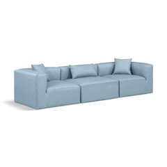 Cube Light Blue Vegan Leather Modular Sofa