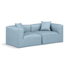 Cube Light Blue Vegan Leather Modular Sofa
