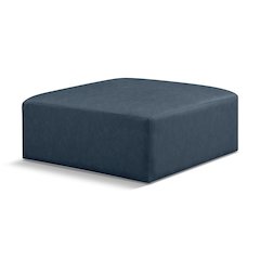 Cube Navy Blue Vegan Leather Ottoman