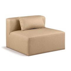 Cube Tan Vegan Leather Armless Chair
