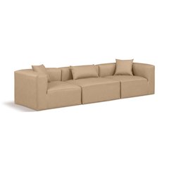 Cube Tan Vegan Leather Modular Sofa