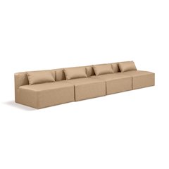 Cube Tan Vegan Leather Modular Sofa