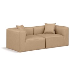 Cube Tan Vegan Leather Modular Sofa