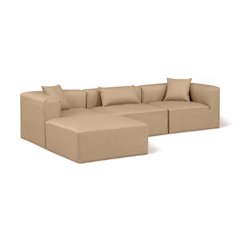 Cube Tan Vegan Leather Modular Sectional