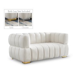 Gwen Cream Velvet Loveseat
