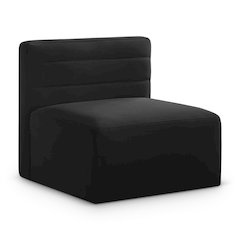 Quincy Black Velvet Modular Armless Chair