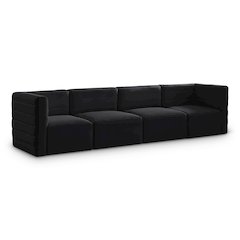 Quincy Black Velvet Modular Sofa