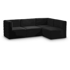 Quincy Black Velvet Modular Sectional