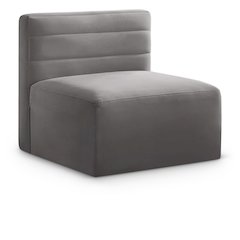 Quincy Grey Velvet Modular Armless Chair