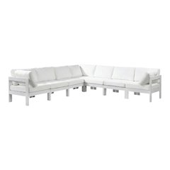 White Fabric Outdoor Patio Modular Sectional For Contemporary Style Relaxation