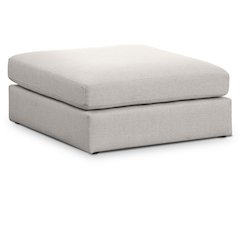 Beckham Beige Durable Linen Textured Fabric Ottoman