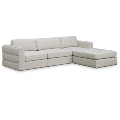 Beckham Beige Durable Linen Textured Fabric Modular Sectional