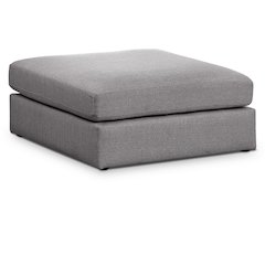 Beckham Grey Durable Linen Textured Fabric Ottoman