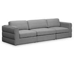 Beckham Grey Durable Linen Textured Fabric Modular Sofa
