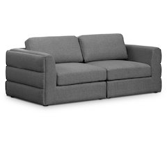 Beckham Grey Durable Linen Textured Fabric Modular Sofa