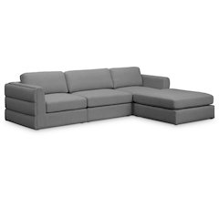 Beckham Grey Durable Linen Textured Fabric Modular Sectional