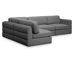 Beckham Grey Durable Linen Textured Fabric Modular Sectional