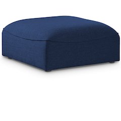 Miramar Navy Durable Linen Textured Ottoman