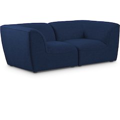 Miramar Navy Durable Linen Textured Modular Sofa