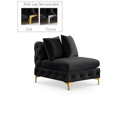 Tremblay Black Velvet Armless Chair