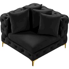 Tremblay Black Velvet Corner Chair