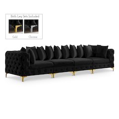 Tremblay Black Velvet Modular Sofa