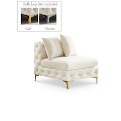 Tremblay Cream Velvet Armless Chair