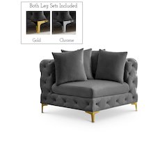 Tremblay Grey Velvet Corner Chair