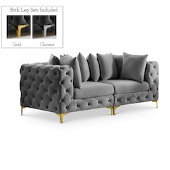 Tremblay Grey Velvet Modular Sofa