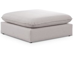 Mackenzie Beige Durable Linen Textured Ottoman