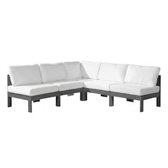 White Fabric Outdoor Modular Sectional With Contemporary Style For Patio