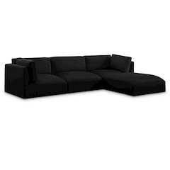 Ease Black Polyester Fabric Modular Sectional
