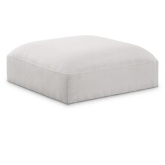 Ease Cream Polyester Fabric Ottoman