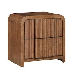Walnut Nightstand with Art Deco Style and Interior Drawer Storage
