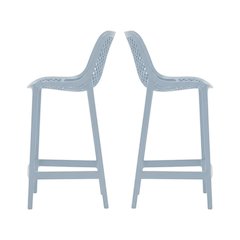 Set Of 4 Sky Blue Outdoor Patio Bar Stools, Protective Finish, Contemporary