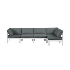 Gray Fabric Outdoor Patio Modular Sectional, Contemporary Style, Cushioned