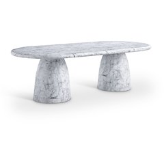 Cosenza White 96" Marble Finish Concrete Dining Table